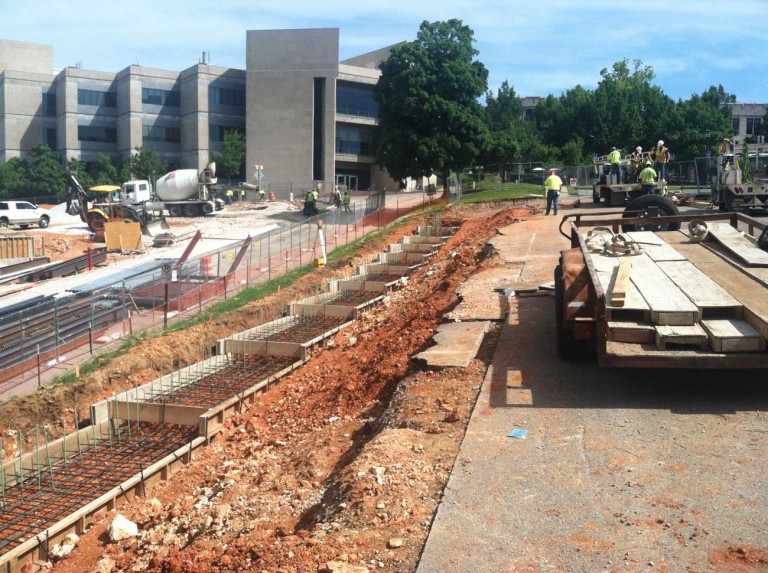 Retaining wall at University of Arkansas