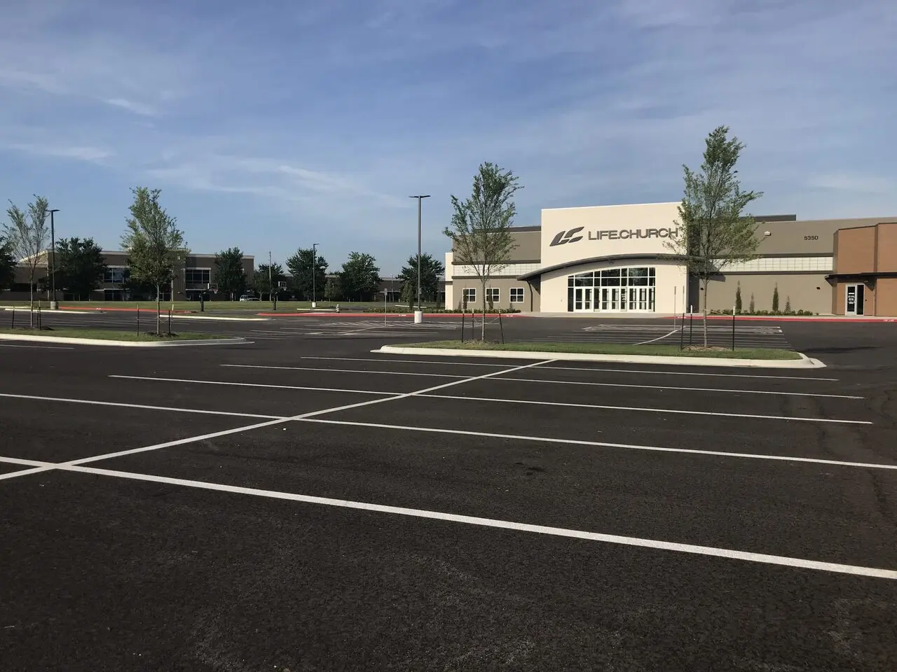 Life Church parking lot paving and striping in Rogers, AR